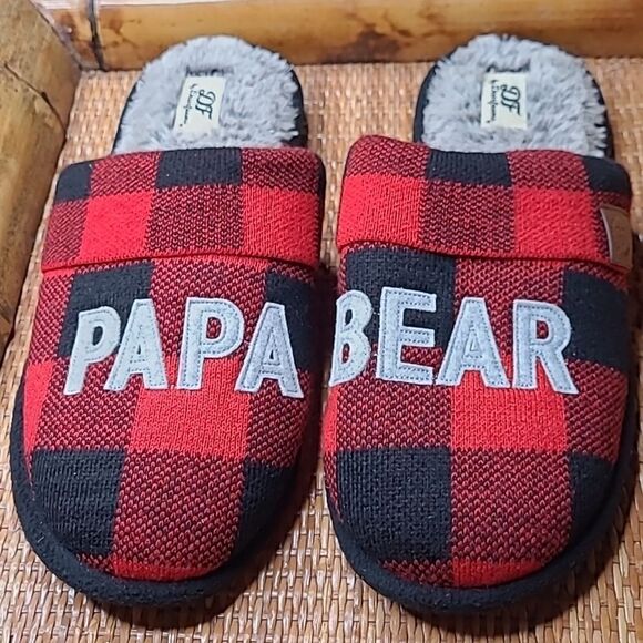 Dearfoams sz L (11-12) men's house slippers wool/ faux fur - Picture 1 of 8